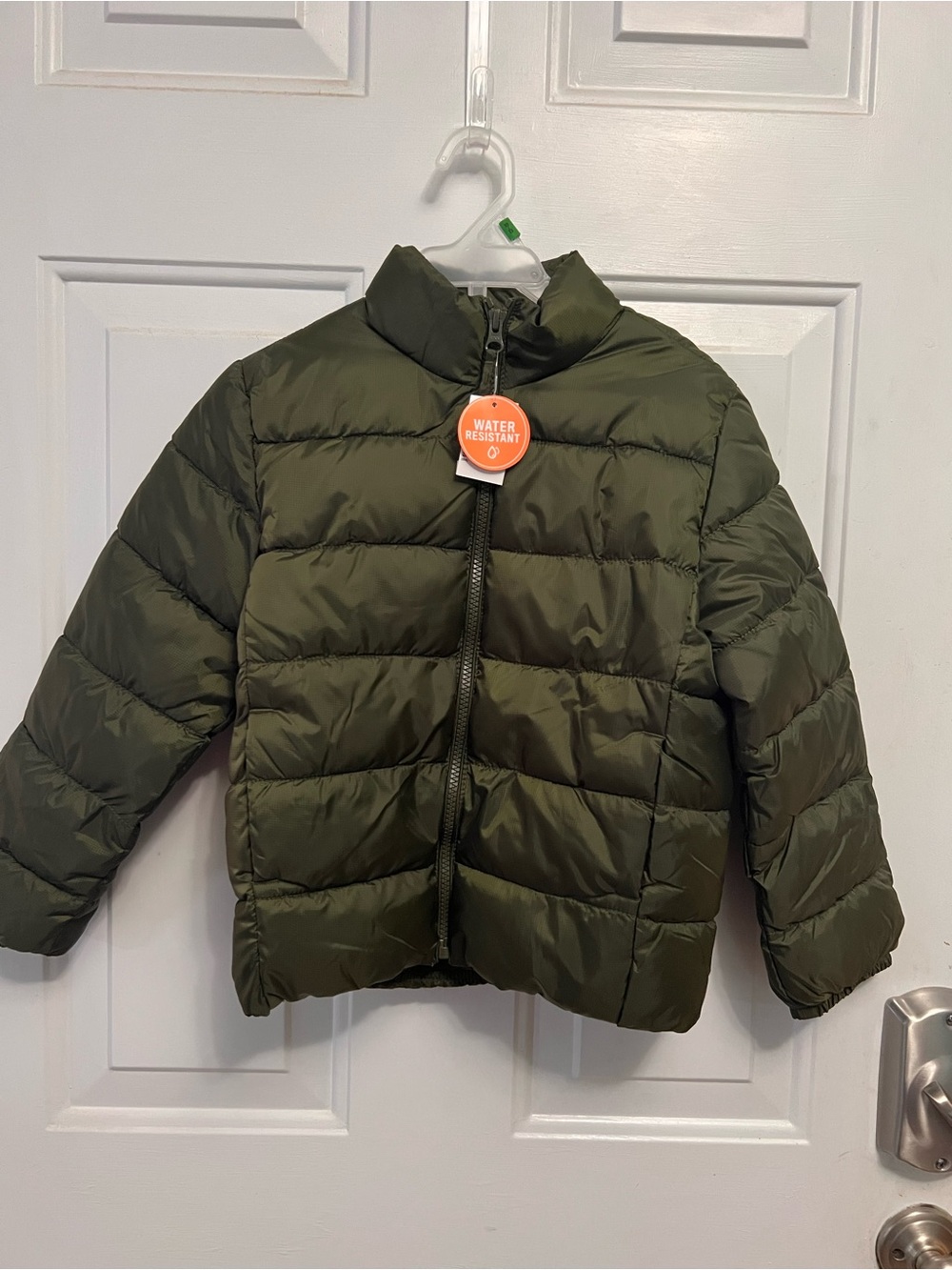 The Children’s Place Boys Puffer Jacket 5/6 Olive Green Water Resistant NWT